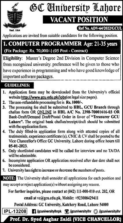 GC University Jobs 2022 | GC University Headquarters Announced Latest Hiring