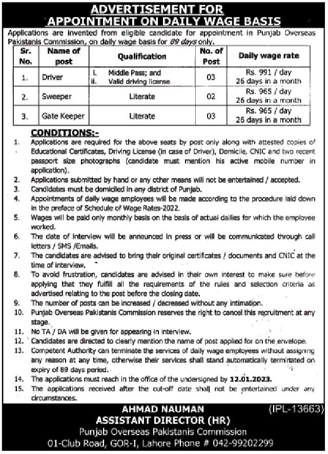  Overseas Pakistanis Jobs 2023 | Punjab Overseas Pakistanis Commission Headquarters Announced Latest Recruitments 