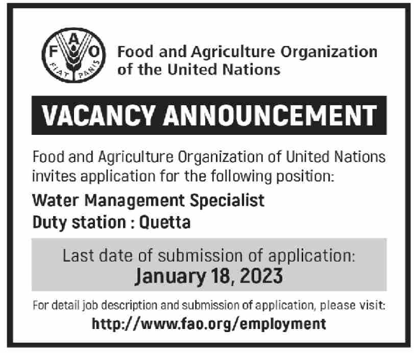 FAO Jobs 2023 |  Food & Agriculture Organization Headquarters Announced Latest Recruitments