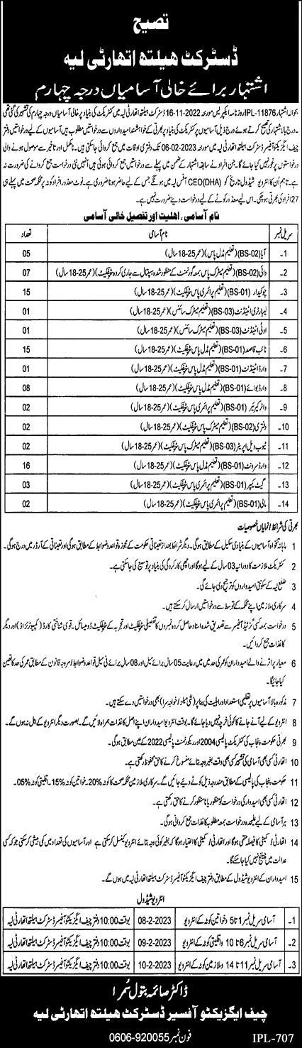 Latest DHA Jobs 2023 | District Health Authority Headquarters Announced Latest Recruitments