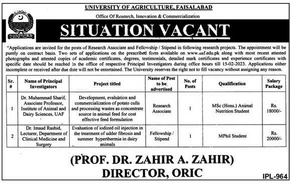 Latest University of Agriculture UAF Jobs 2023