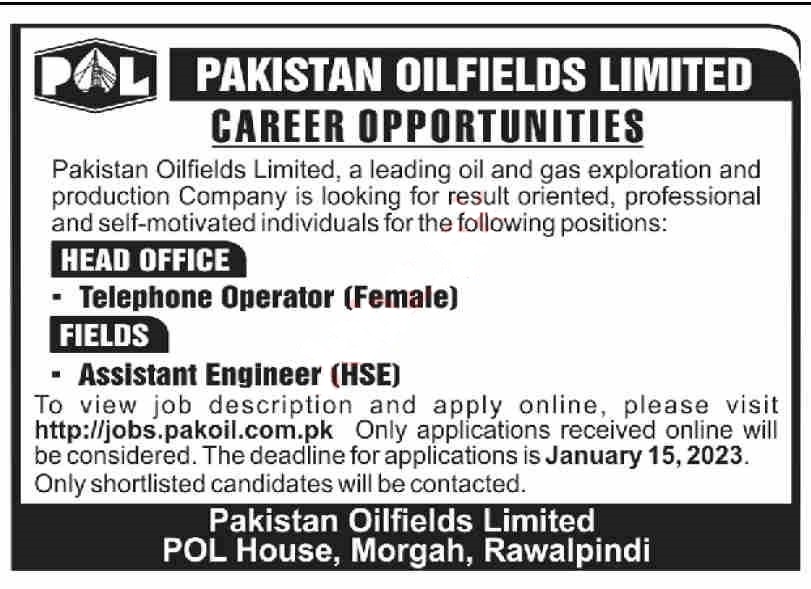 Latest POL Jobs 2023 | Pakistan Oilfields Ltd Headquarters Announced Latest Recruitments