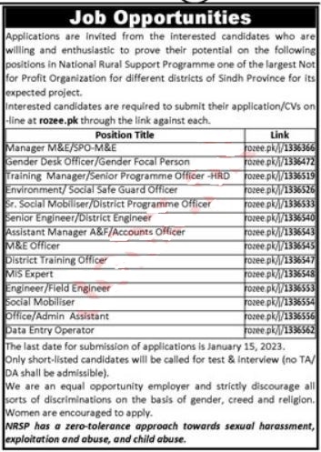NRSP Jobs 2023 | National Rural Support Programme Headquarters Announced Latest Recruitments