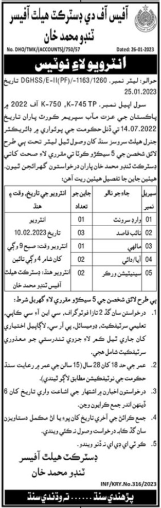 latest District Health Office Jobs 2023 