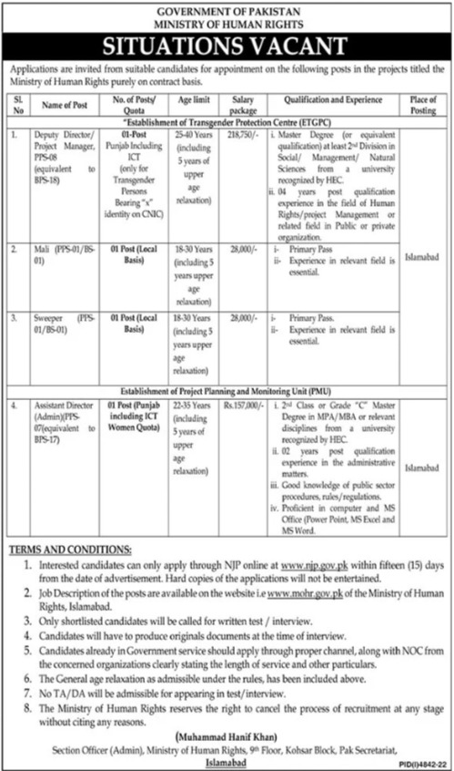 Latest Ministry of Human Rights Jobs 2023