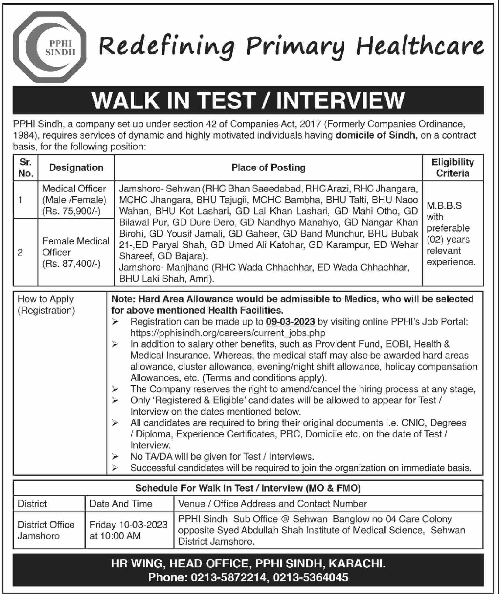 PPHI Jobs 2023 | PPHI Sindh Head Office Announced Latest Recruitments