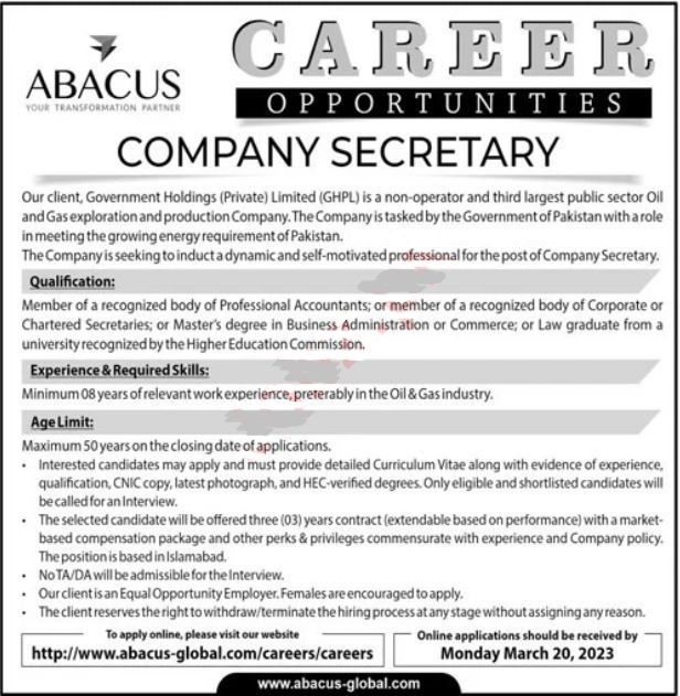 Abacus Global Head Office Announced Latest Recruitments 2023