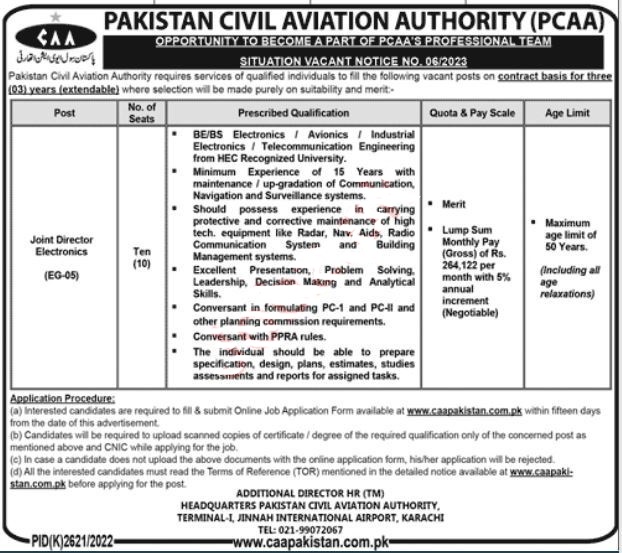 CAA Pakistan Civil Aviation Authority Head Office Announced Latest Jobs 2023