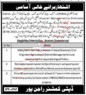 Provincial Disaster Management Authority PDMA  Jobs 