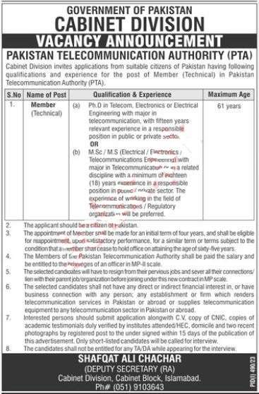 latest Cabinet Division Jobs 2023