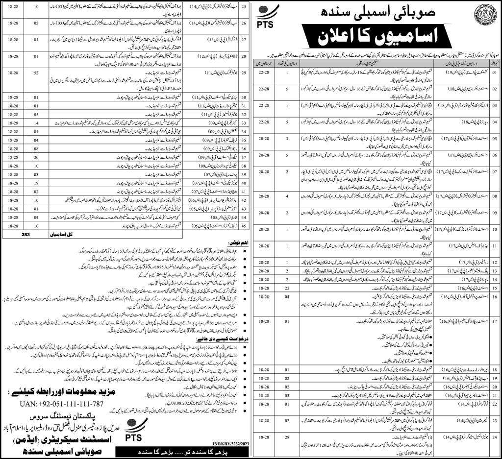 latest Provincial Assembly Jobs 2023