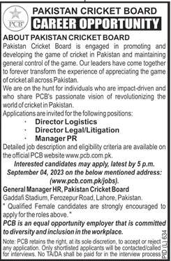 latest Pakistan Cricket Board PCB Jobs 2023
