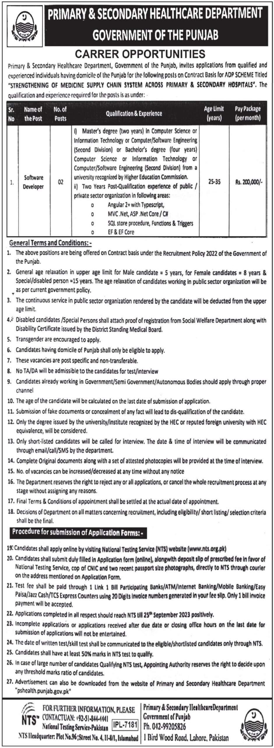 Latest Primary & Secondary Healthcare Department Jobs 2023