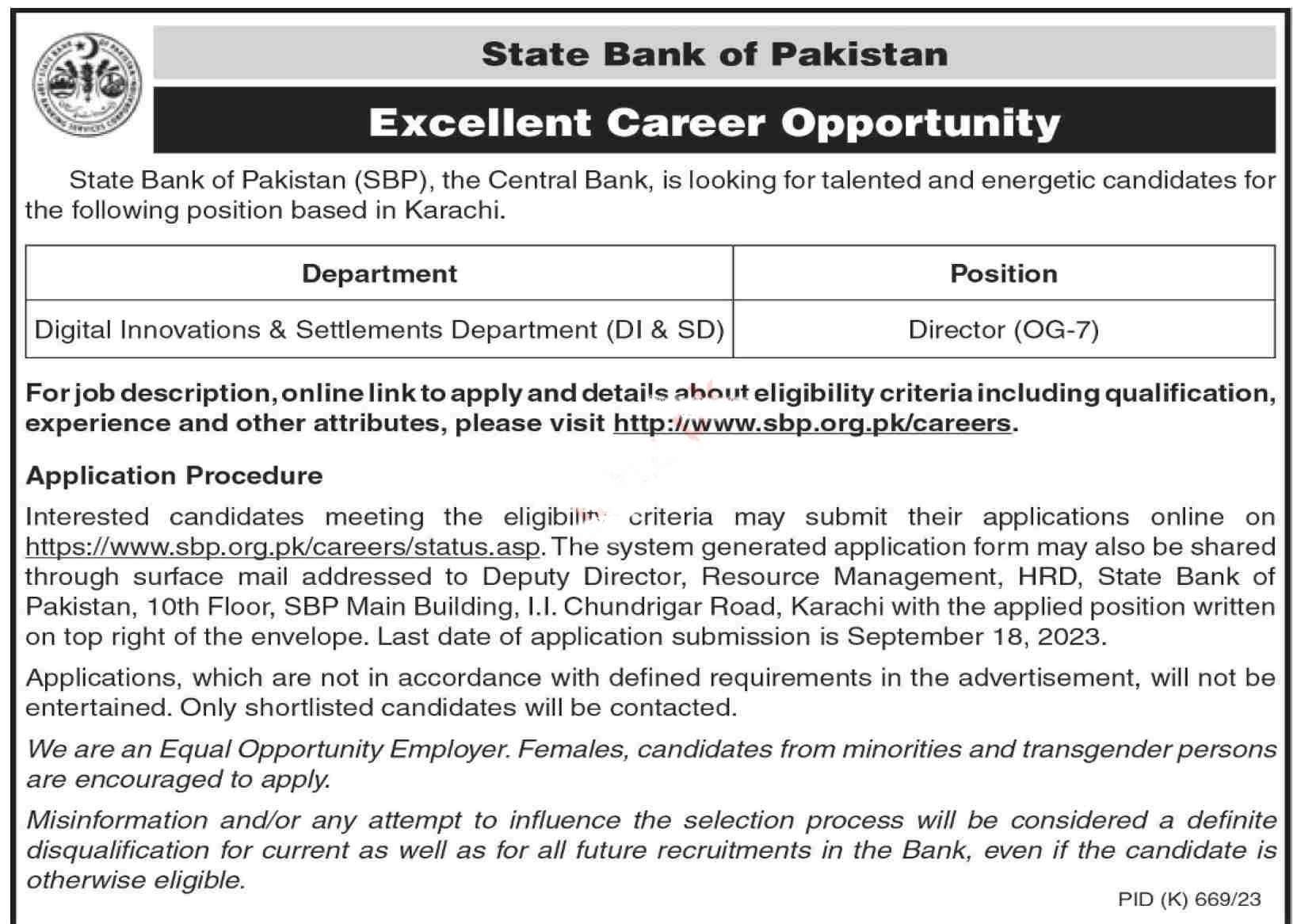 latest State Bank of Pakistan SBP Jobs 2023