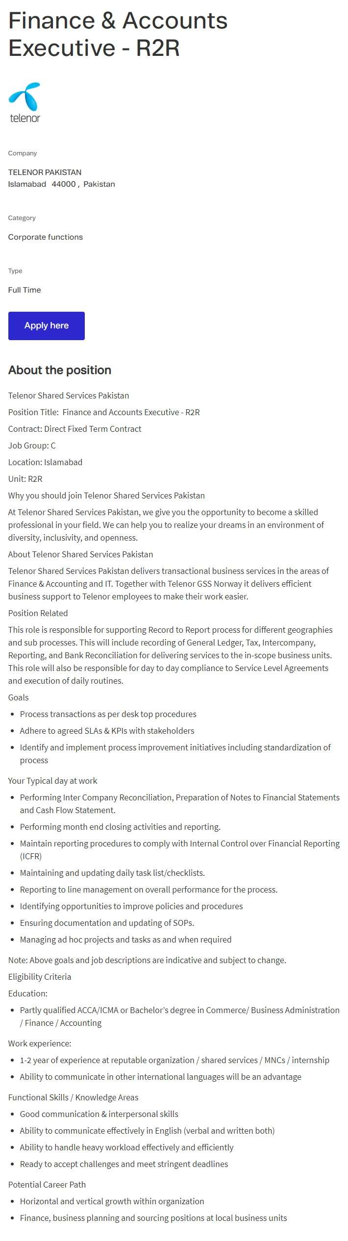 latest Telenor Pakistan Jobs 2023