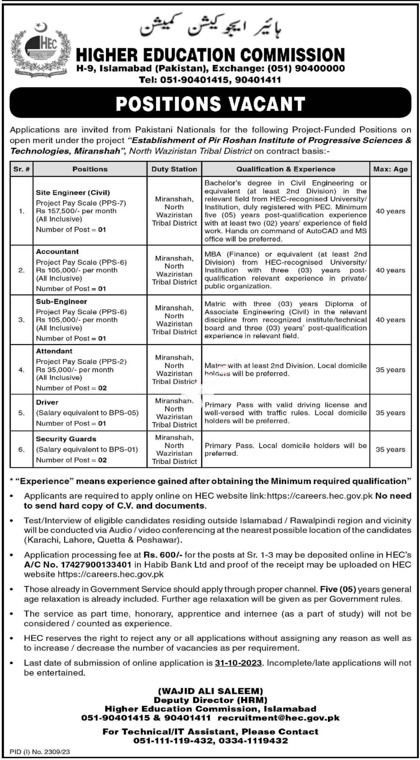 Latest HEC Jobs | Apply Only for Higher Education Commission Jobs