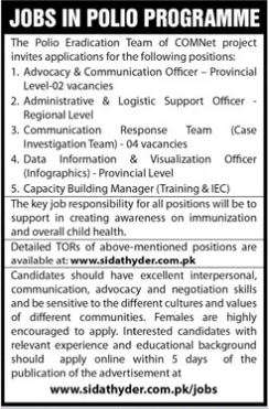 Jobs Available at Pakistan Polio Eradication Programme 