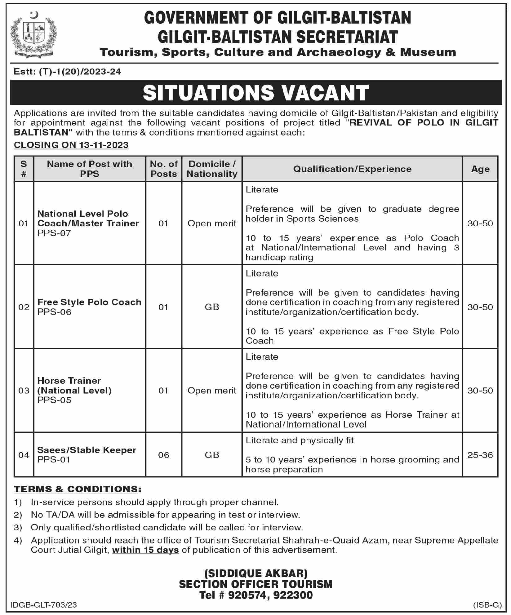 latest Gilgit Baltistan Secretariat Jobs 2023