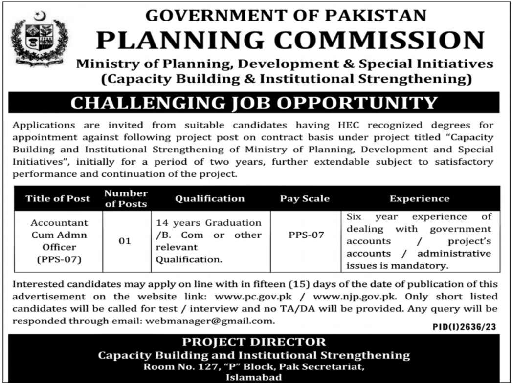 Ministry of Planning Development and Special Initiative Jobs
