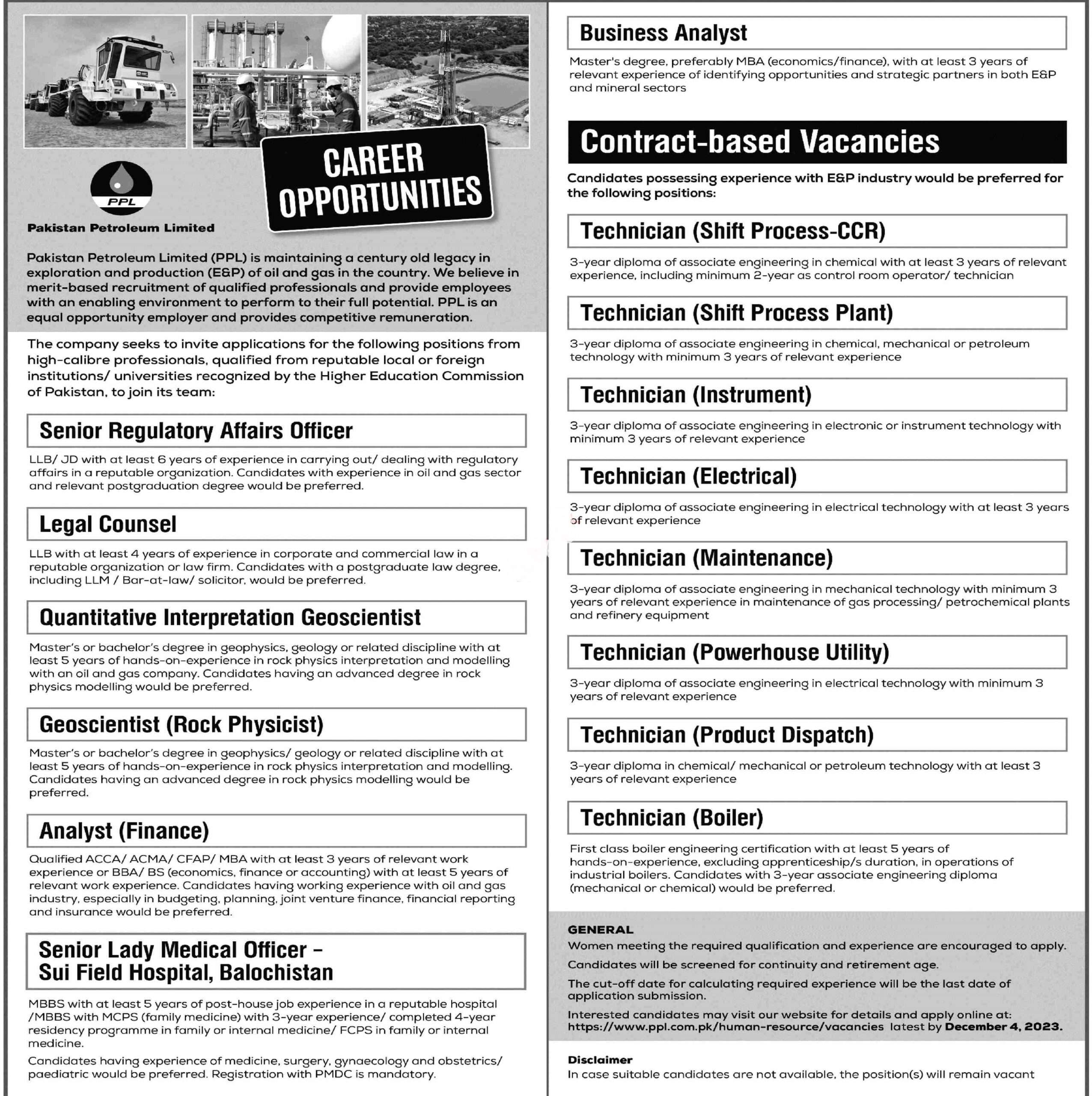 Job Announcement at Pakistan Petroleum Limited PPL-Apply Online