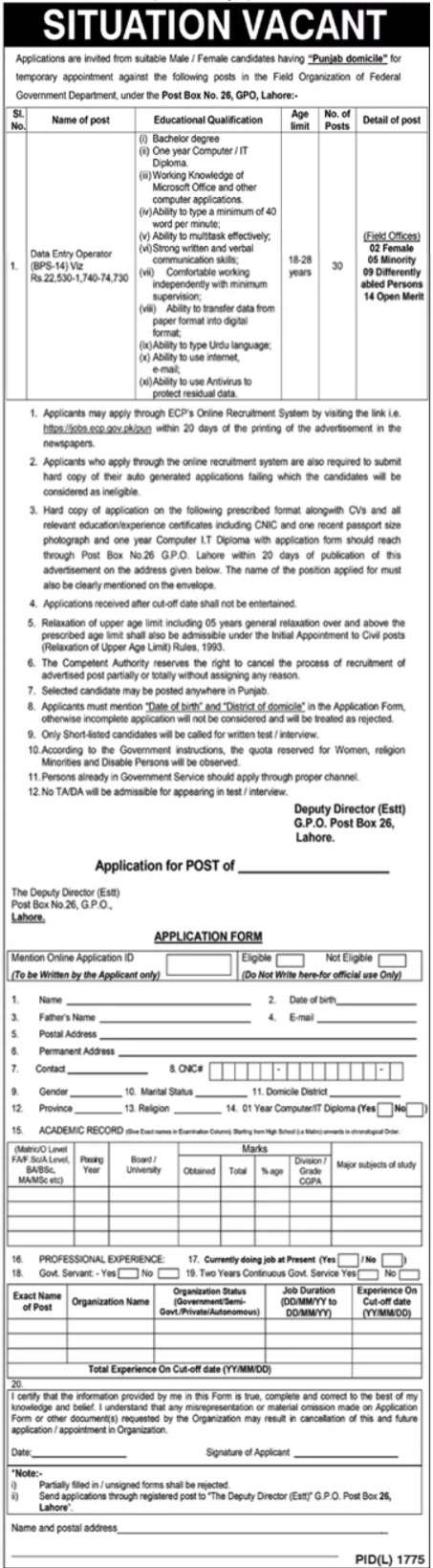 Job Opportunities at Election Commission of Pakistan ECP