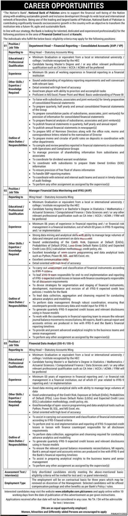 Job Opportunities at National Bank of Pakistan NBP