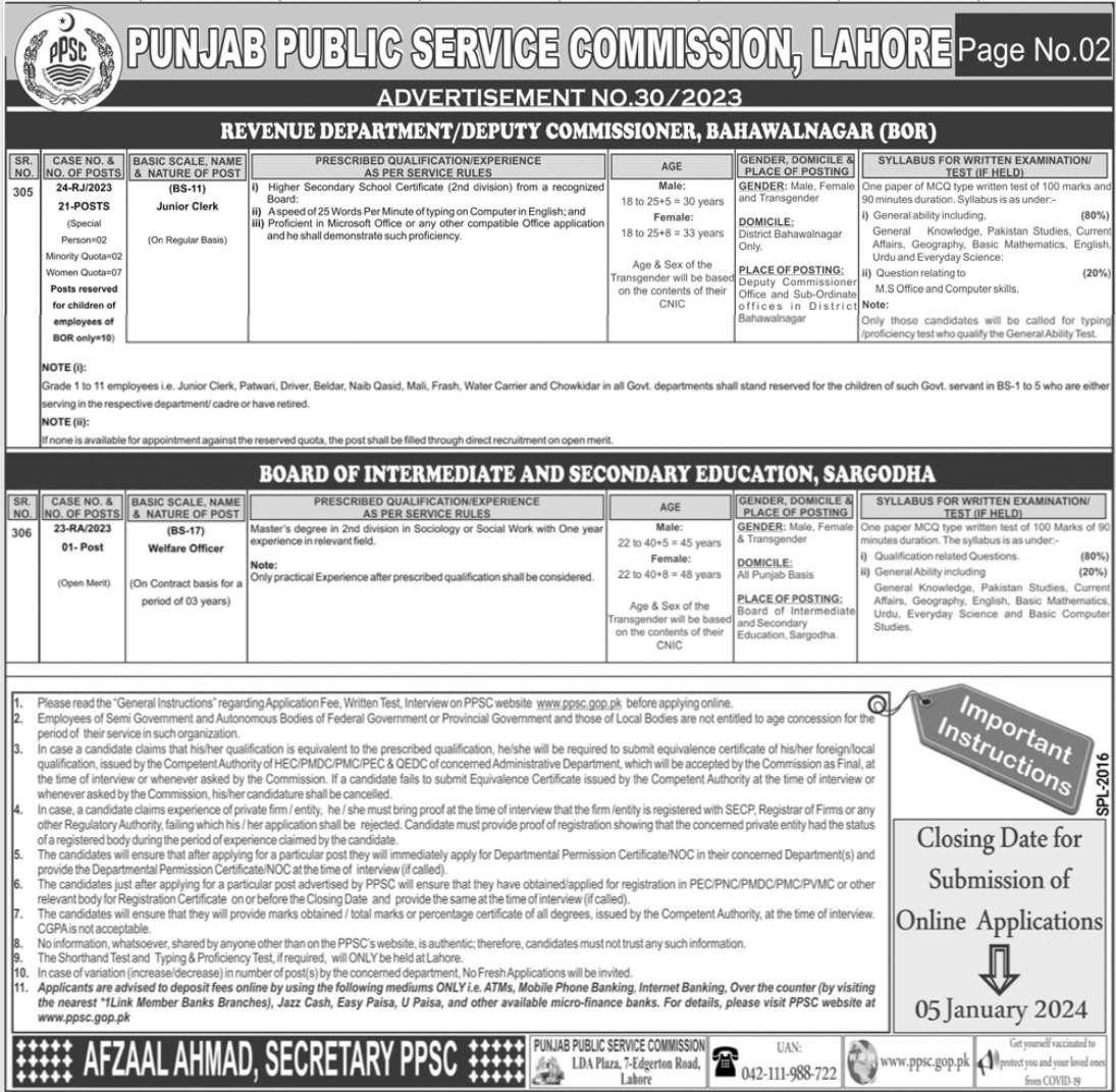 Jobs Available At Punjab Public Service Commission PPSC
