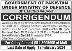 Job Opportunities at Ministry of Defence