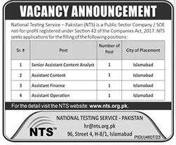 Job Opportunities at National Testing Service NTS